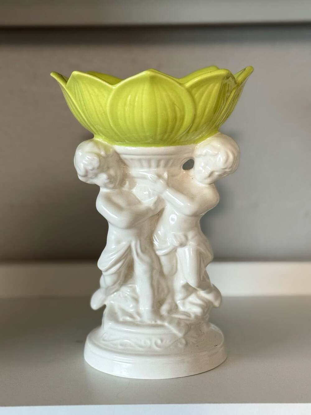 Vintage Inarco Japan Ceramic Twin Cherubs White Pedestal Dish